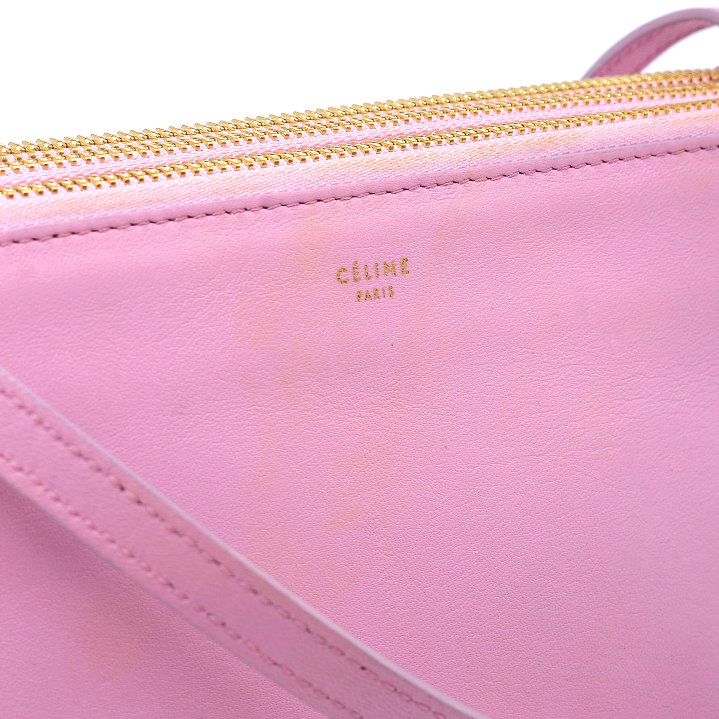 Celine - Candy Pink Leather Trio Accordion Small Crossbody Bag